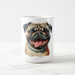 Café Taza para amante de perros Pug sonrientes lindos