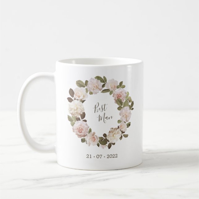 Café Taza para el Padrino de Boda Rosas Francesas Vinta (Izquierda)