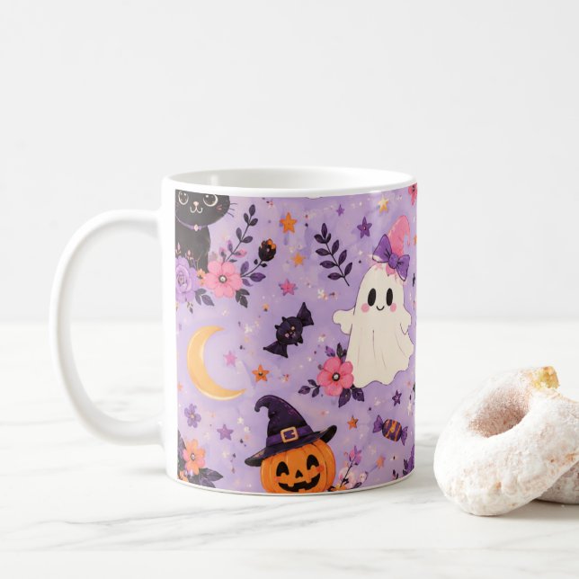 Café Taza para fiesta de Halloween (Con donut)