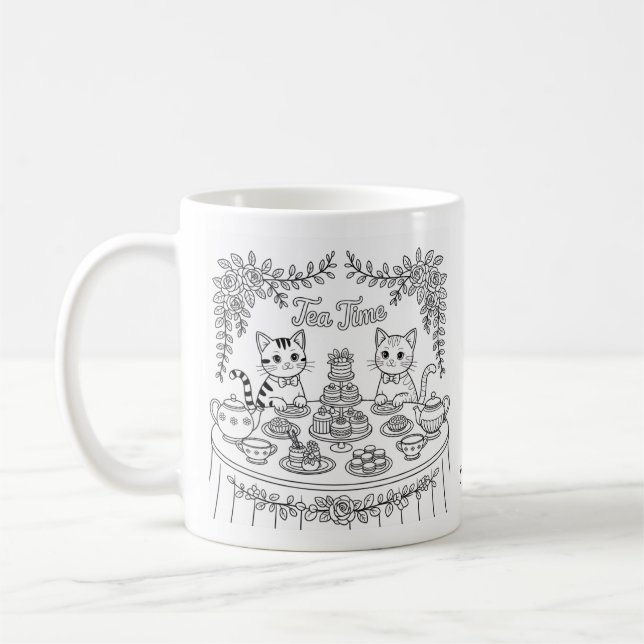 Café Taza para Fiesta de Té de Gato Atigrado (Izquierda)