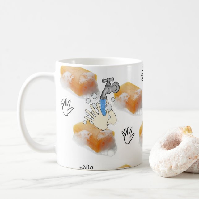 Café Taza para Lavado de Manos con Jabón (Con donut)
