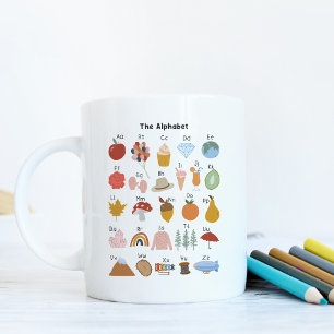 Café Taza para niños con alfabeto de la A a la Z con im