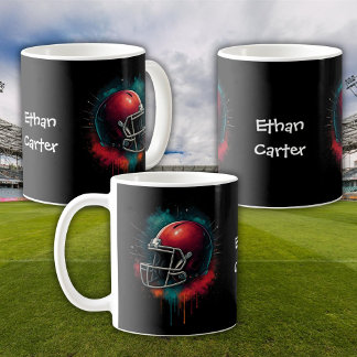 Café Taza para niños con casco de fútbol americano rojo