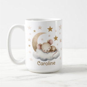 Café Taza para niños con nombre de ratón dulce durmiend