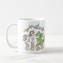 Taza para niños de Unicornio y Dragón