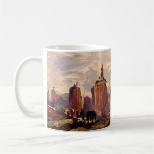 Café Taza pastoral del horizonte de la ciudad de Nueva