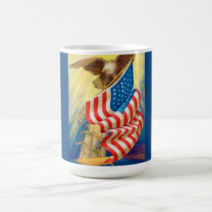 Café Taza patriótica con bandera y águila de EE. UU.