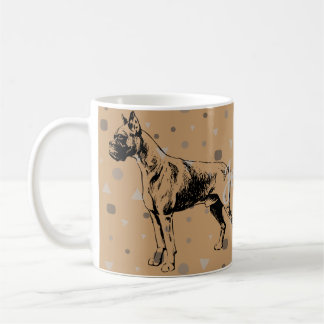 Café Taza Perro Boxer Ilustración Geométrica Moderna de