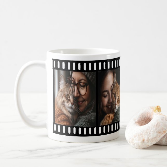 Café Taza personalizable con marco de tira de película  (Con donut)