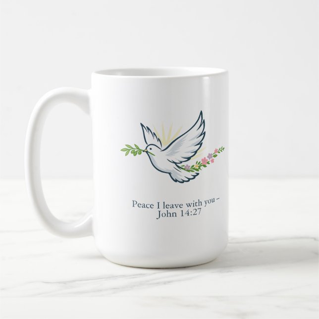 Café Taza personalizable de la paloma de Pascua con ram (Izquierda)