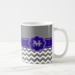 Café Taza personalizada Chevron del gris y de los