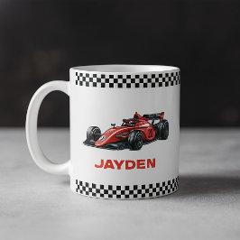 Café Taza personalizada coche de carreras rojo para niñ
