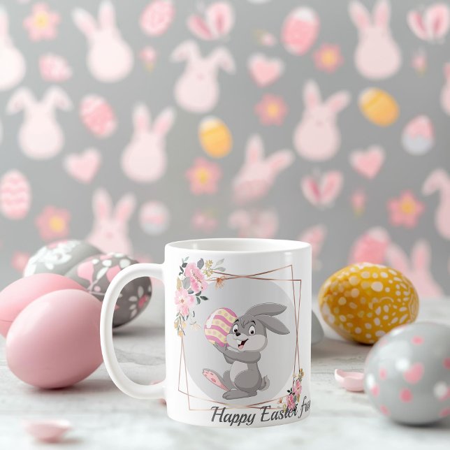 Café Taza personalizada con conejo de Pascua gris (Subido por el creador)