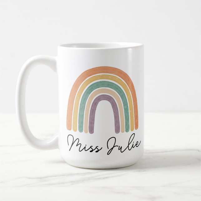 Café Taza personalizada con diseño de arcoíris pastel - (Izquierda)