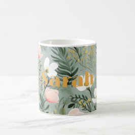 Café Taza Personalizada con Diseño de Flores