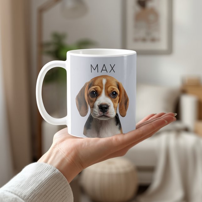 Café Taza personalizada con foto de perro gris azul (Subido por el creador)