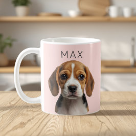 Café Taza personalizada con foto de perro rosa claro