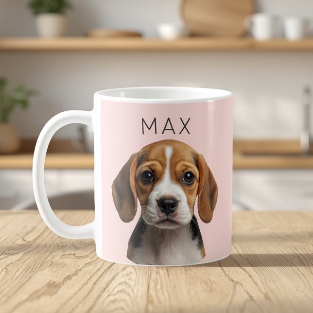 Café Taza personalizada con foto de perro rosa claro (Subido por el creador)