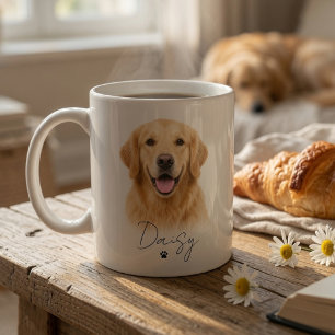 Café Taza personalizada con foto de perro y nombre Ma