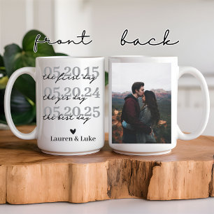 Café Taza Personalizada con Foto y Fecha de Pareja Reci