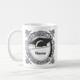 Café Taza personalizada con gorra de graduación negra