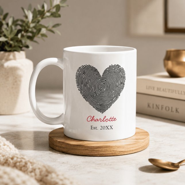 Café Taza Personalizada con Huella Dactilar de Corazón  (Subido por el creador)