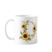 Taza personalizada con la letra D en flores de mar