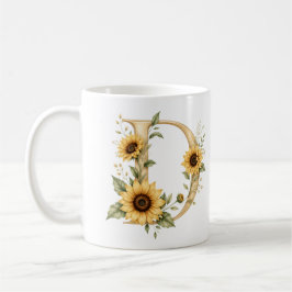 Café Taza personalizada con la letra D en flores de mar