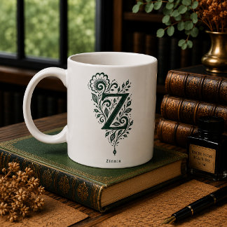 Café Taza personalizada con linograbado de la letra Z