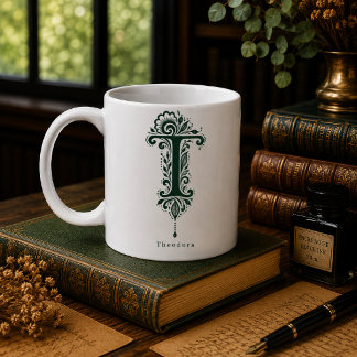 Café Taza personalizada con linóleo botánico de la letr