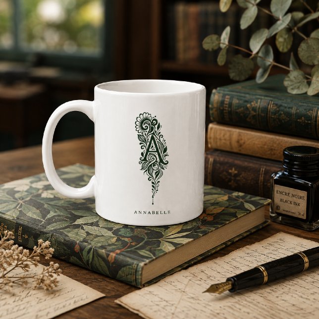 Café Taza personalizada con linóleo de la letra A botán (Subido por el creador)
