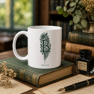 Café Taza personalizada con linóleo de la letra B botán