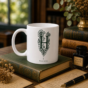 Café Taza personalizada con linóleo de la letra H