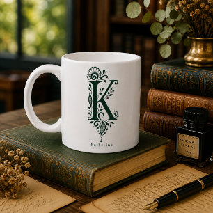 Café Taza personalizada con linóleo de la letra K
