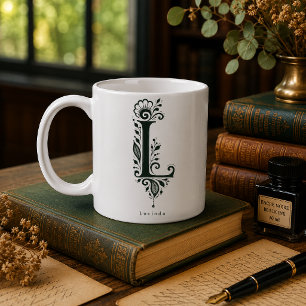 Café Taza personalizada con linóleo de la letra L