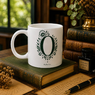 Café Taza personalizada con linóleo de la letra O