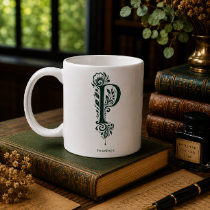 Café Taza personalizada con linóleo de la letra P