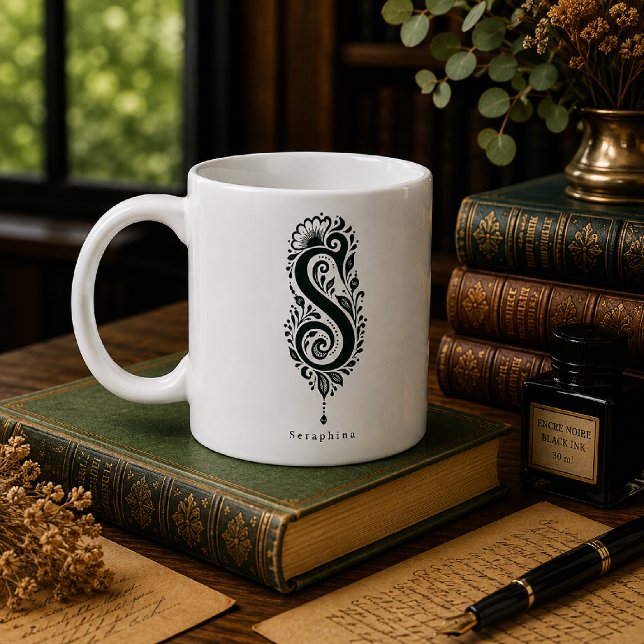 Café Taza personalizada con linóleo de la letra S (Subido por el creador)