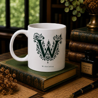 Café Taza personalizada con linóleo de la letra W