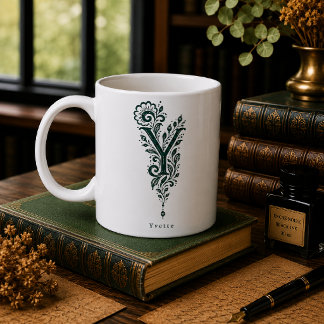 Café Taza personalizada con linóleo de la letra Y