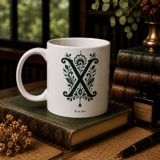 Café Taza personalizada con linóleo de letra X