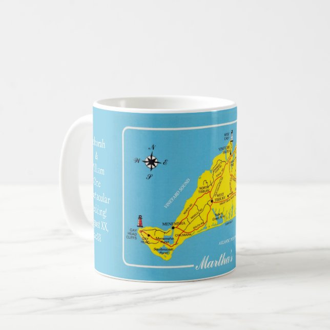 Café Taza personalizada con mapa de Martha's Vineyard (Anverso izquierdo)