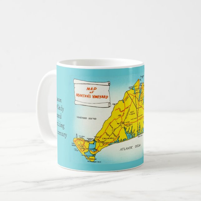 Café Taza personalizada con mapa de Martha's Vineyard (Anverso izquierdo)