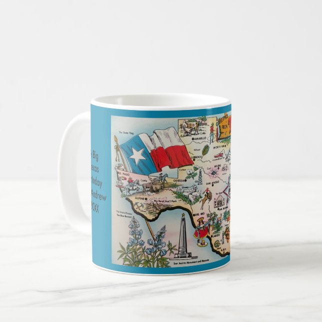 Café Taza personalizada con mapa de Texas (Anverso izquierdo)