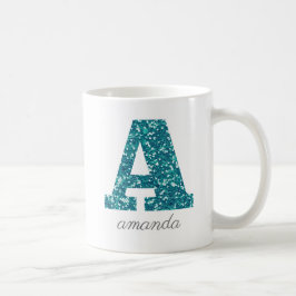 Café Taza Personalizada con Monograma A de Purpurina Te
