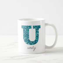 Taza Personalizada con Monograma de Purpurina Teal