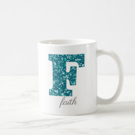 Café Taza personalizada con monograma F de brillo teal