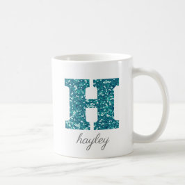 Café Taza Personalizada con Monograma H de Purpurina Ve