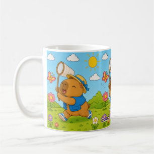 Café Taza Personalizada con Nombre de Capibara Mariposa