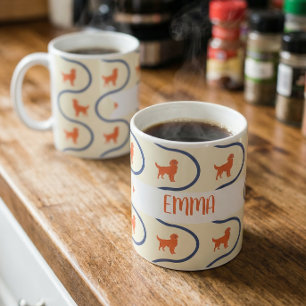 Café Taza Personalizada con Nombre de Golden Retriever